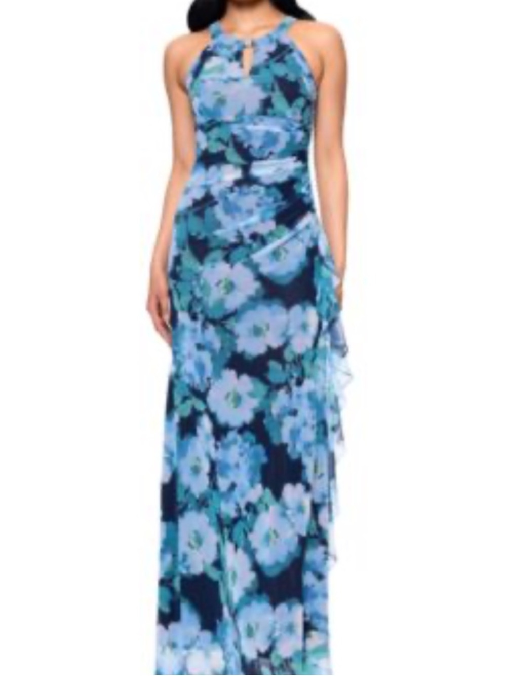 Betsy & Adam Women's Printed Mesh Halter-Neck Sleeveless Gown size 18 W NWT